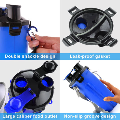 Dog Travel Water Bottle Collapsible Bowls, 2 in 1 Pet Food Container with Collapse Bowls, Outdoor Portable Water Bowls for Walking, Traveling, Camping and Hiking (Orange)