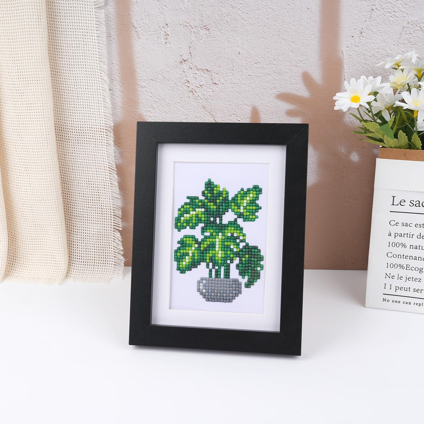 Apomelo 12pcs Small Diamond Art Kits Green Plants, Round Drill Mini Small Diamond Art Kits for Adults Beginners,Mini Diamond Art for Home Wall Desktop Art Decor, 6X8 inches