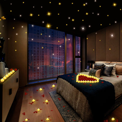 Caffox 3000Pcs Rose Petals with 36Pcs LED Tea Lights Candles, Rose Petals for Romantic Night for Her Set, Romantic Decorations for Special Night, Valentine's Day, Wedding, Anniversary Decorations