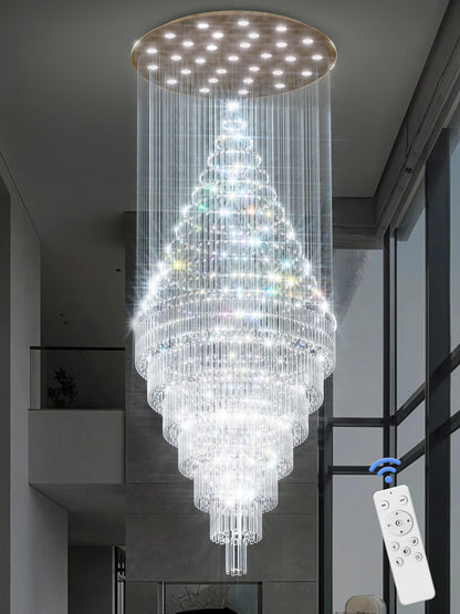 Flashing God D59''X H120'' Large Chandelier for High Ceiling, Modern Crystal Chandeliers Lighting Fixture Raindrop Chandelier for Entryway Staircase Foyer Living Room