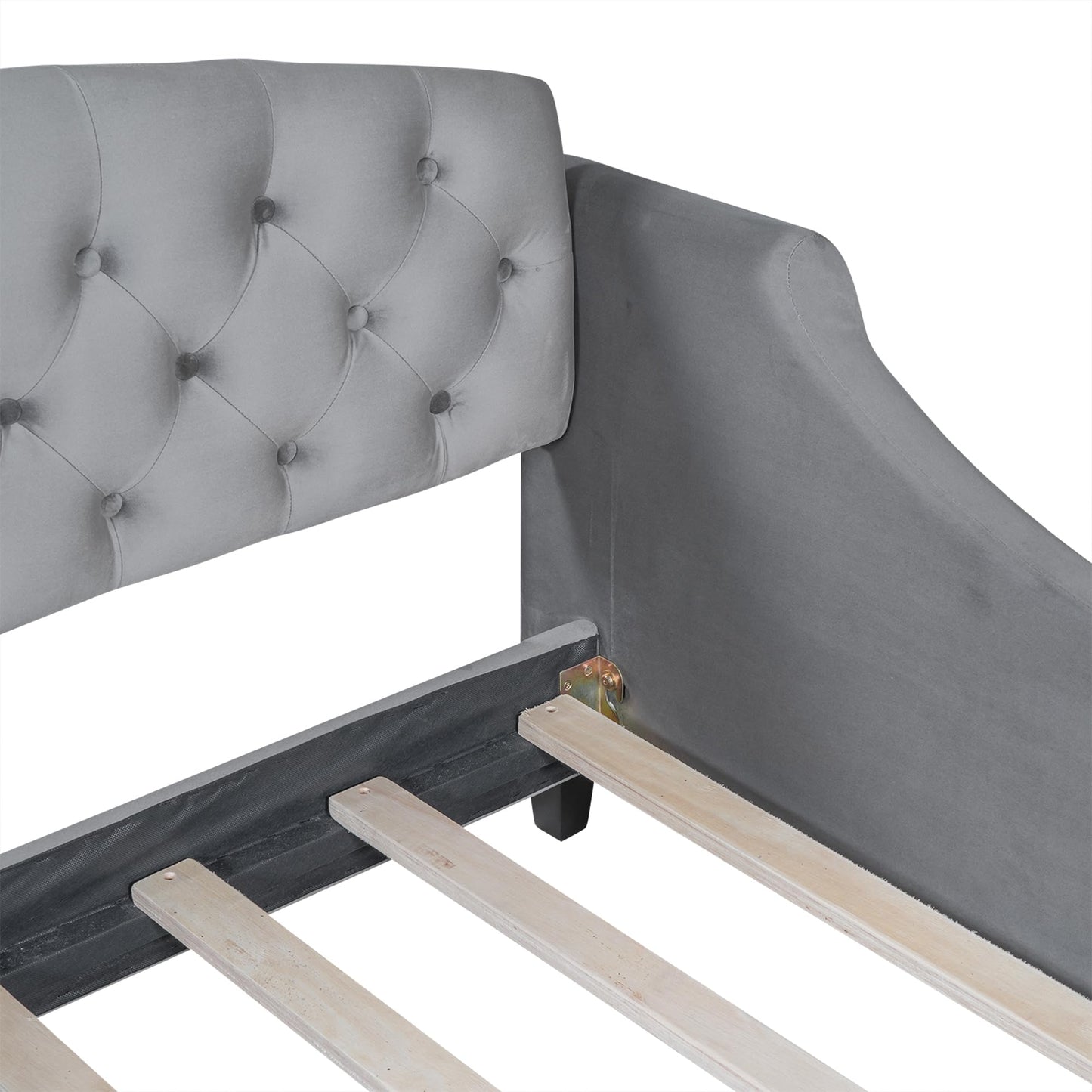 Ball & Cast Twin Size Daybed,Velvet Upholstered Day Bed Frame with Button Tufted Backrest,Modern Sofa Bed for Living Room, Bedroom,Guest Room,No Box Spring Needed,Gray