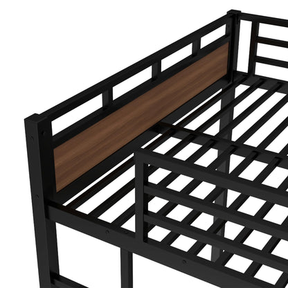 Bellemave Queen Over Queen Bunk Bed, Separable Bunk Beds for Kids & Adults, Converts to Loft Bed and Platform Bed, Heavy Duty Metal Bunkbed with Guardrails, No Box Spring Needed, Walnut