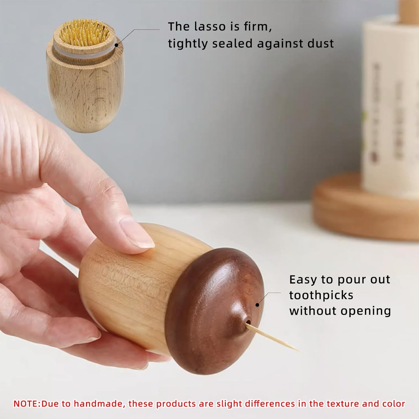 Cute Mushroom Toothpicks Holder with 390 Pcs Toothpicks, Cactus Toothpick Dispenser for Home Kitchen Decor