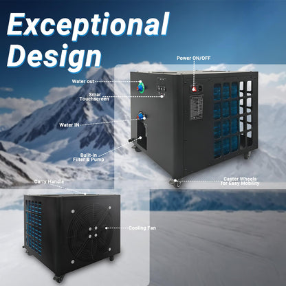 Ice Bath Water Chiller for Cold Plunge Tubs, 1HP Upgraded Cold Plunge Chiller & Hot Water Heater - 37.4° to 107.6°F- 110V Cooling Chiller Ideal for Ice Bath Cold Therapy Recovery