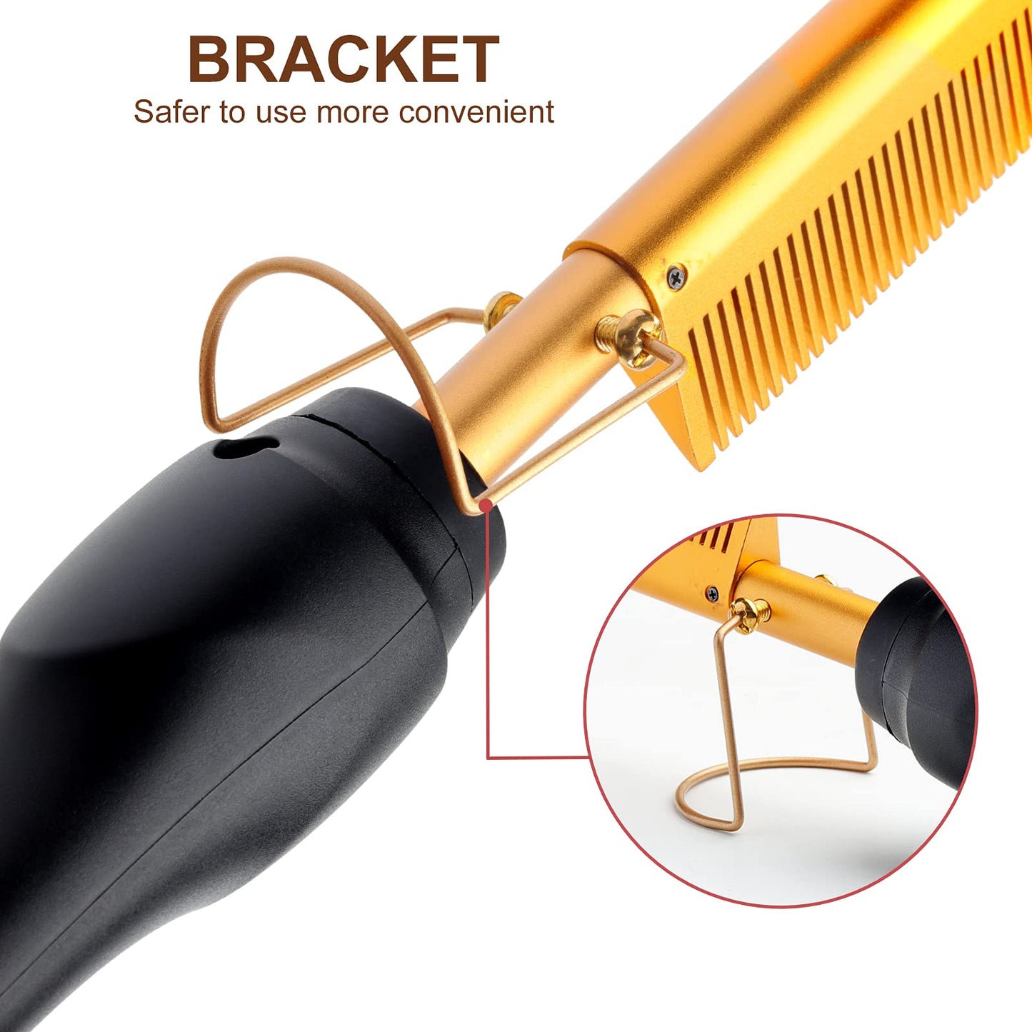 Electric Hot Comb Hair Straightener Heat Pressing Comb Curling Flat Iron Curler Hair Straightener Brush for Natural Black,Anti-Scald Beard Straightening Electric Press Comb