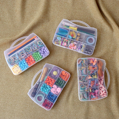 BangQiao 4 Pack Fixed 10 Grids Small Clear Plastic Storage Case with Handle, Mini Cute Organizer Box for Gift Giving, Birthday, Event, Party, Jewelry, Ornaments, Craft Supplies, DIY Accessories