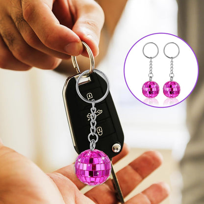 12 Pieces Disco Ball Keychain Party Favors, 70s Silver Mirror Ball Keychain Set for Halloween Christmas Party