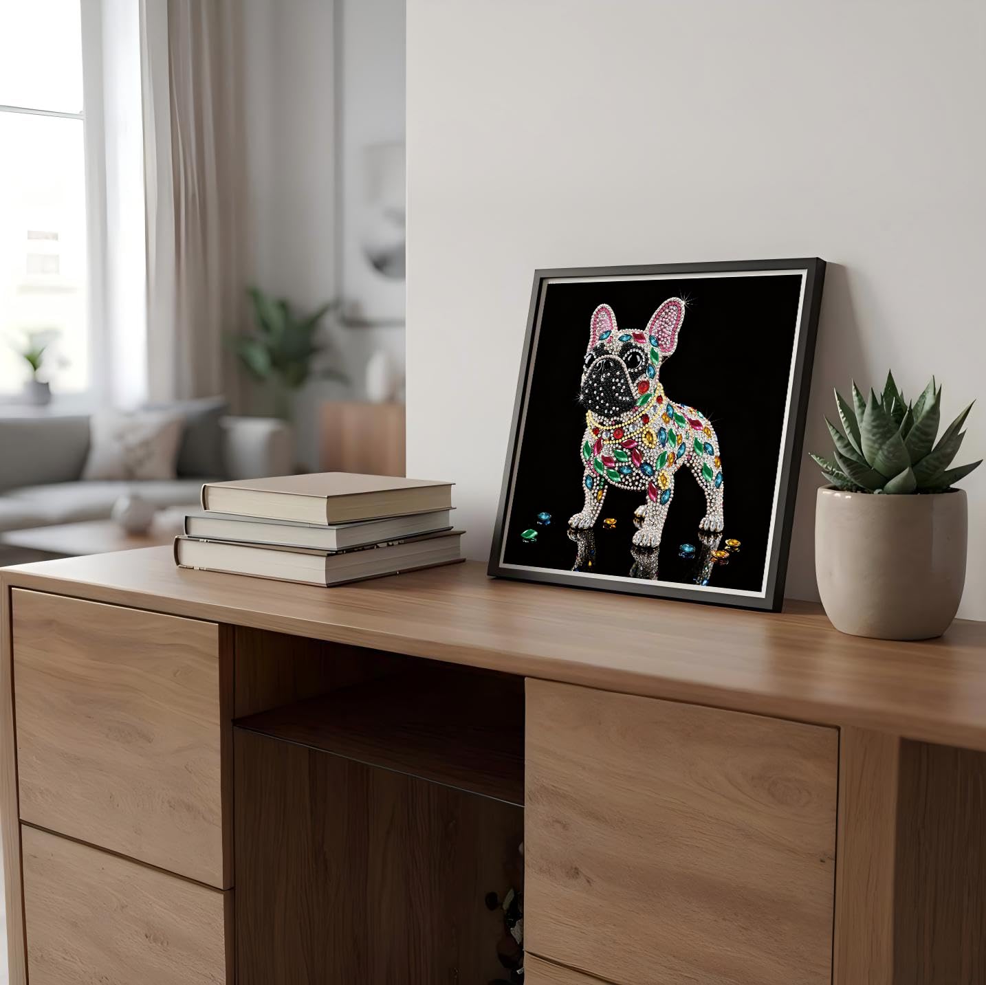 ZenPhyralis French Bulldog Diamond Painting Kit for Adults, 12x12 Full Drill Art with Resin & Special Shaped Gems, Frenchie Gift, Desk or Wall Decor