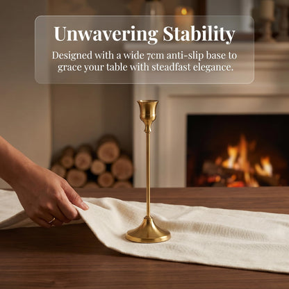 Oakernel French Gold Taper Candle Holders 2 Sets(6 Pcs) - Tall Metal Candlestick Holders for Table Centerpiece, Formal Dinner, Wedding, Fireplace Mantel Decor, Fits 3/4 Inch Thick Candles