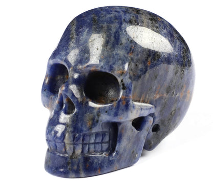 Skullis 2.0" Sodalite Crystal Skull, Hand Carved Gemstone Fine Art Sculpture, Reiki Healing Stone Statue.1380