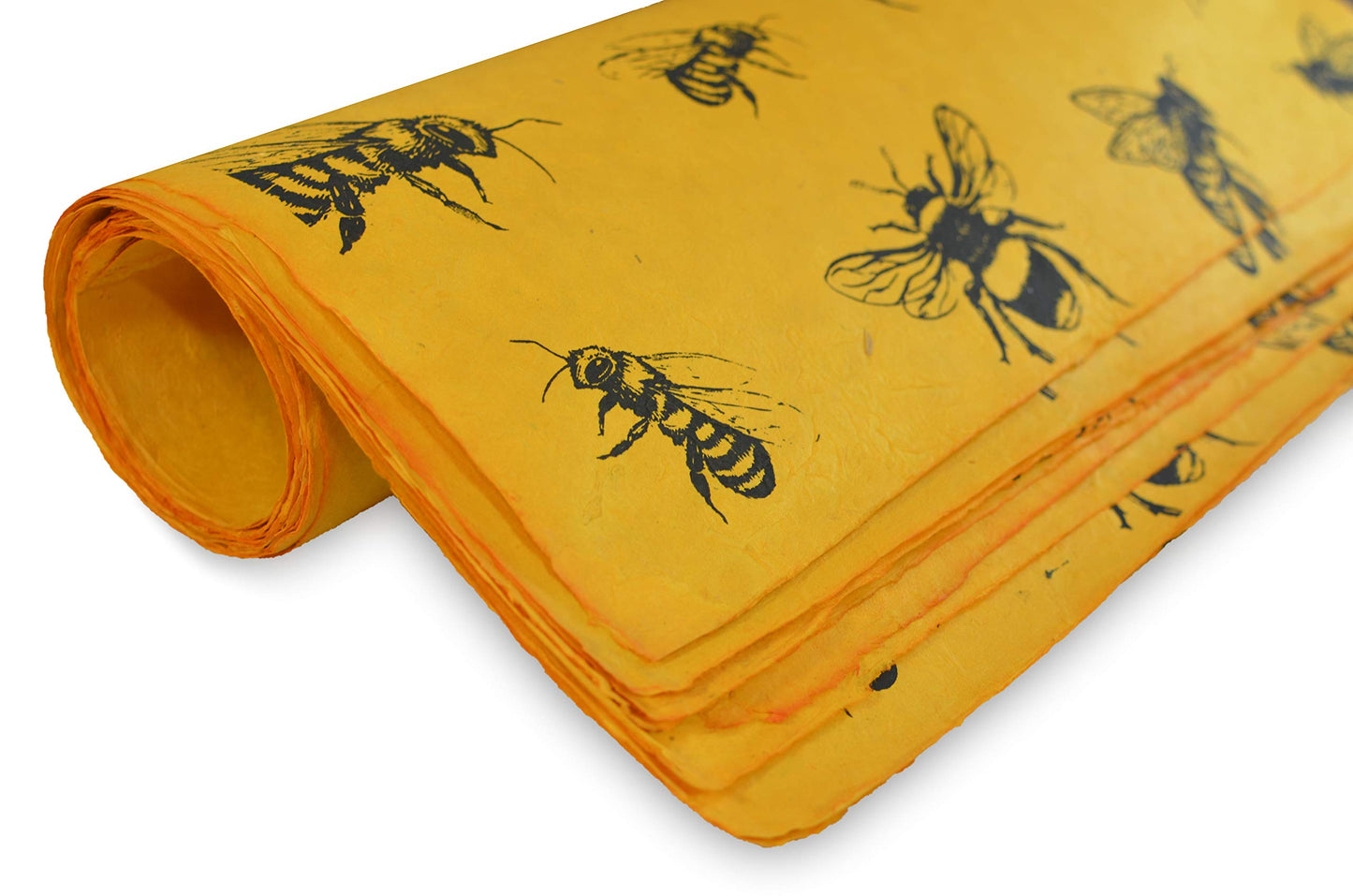 Kathmandu Valley Co. Sustainable Wrapping Paper Handmade from Tree-Free Lokta Paper. Reusable Gift Wrap 10 Sheets 20x30 inches. Made in Nepal. (Busy Bee)