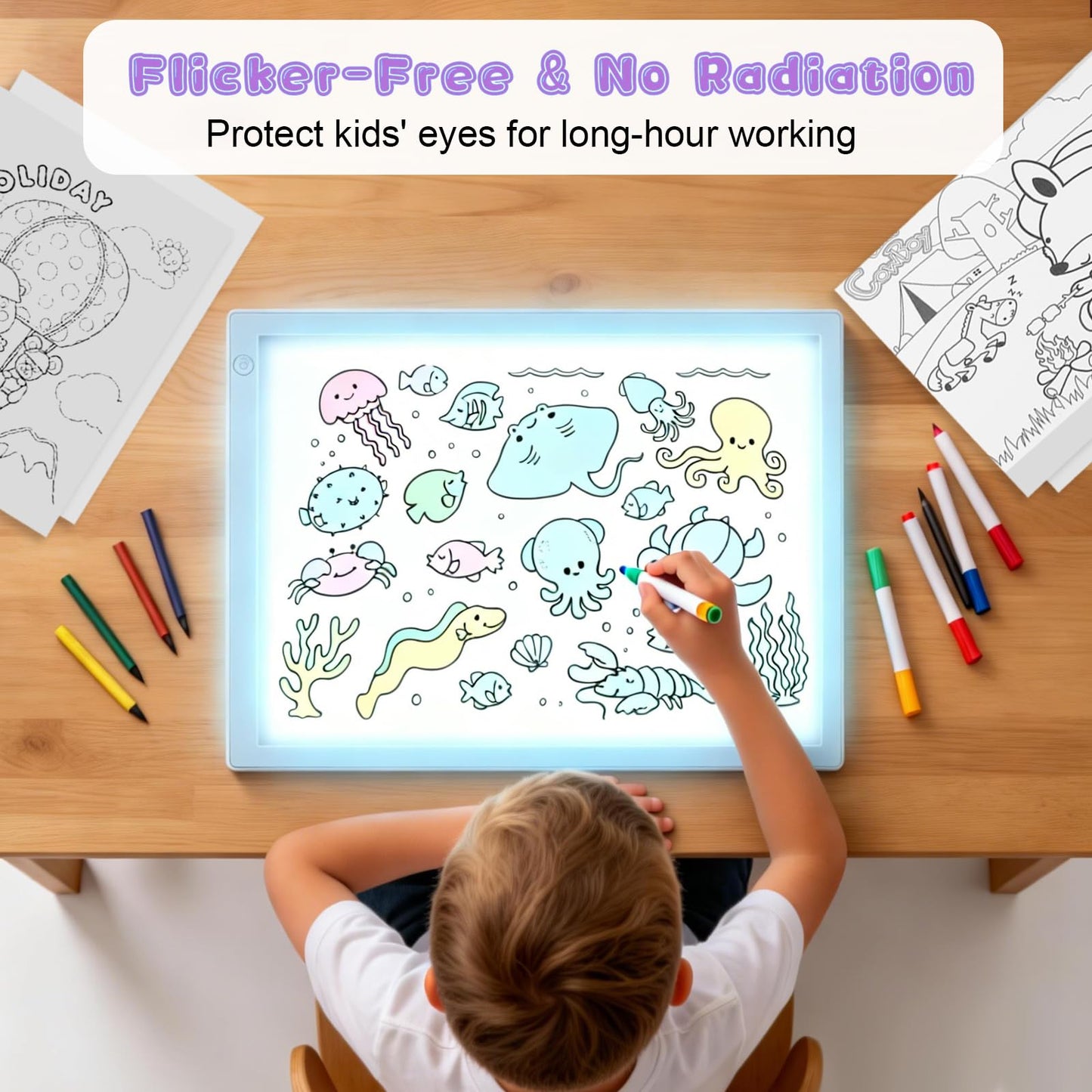 Light Up Tracing Board Kits Blue, 15" Writing Tracer Pad for Kids Ages 3-12, Drawing Tablet Supplies for Diamond Art Painting Accessories, Sketching Light Box Table for Boys Adults Holiday Gift Toys