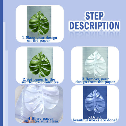 240 Sheets Cyanotype Paper Sun Print Kit A4 A5 A6 Solar Drawing Paper High Sensitive Nature Solar Activated Drawing Tool for Arts DIY Crafts Project, 5.8 x 8.3, 5.8 x 4.1, 8.3 x 11.7, 4 x 4 Inch