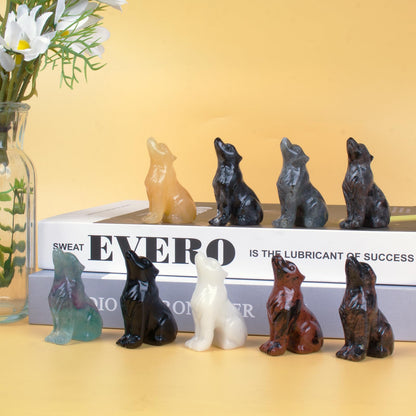 Ytbeoxk 2 Inch Red Obsidian Wolf Crystal Statue Wolf Decor Healing Crystal Wolf Figurines Hand Carved Stone Energy Gemstones for Luck Statue in Home and Office Meditation