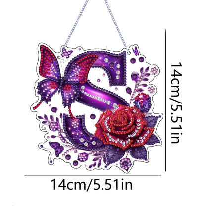DIY Hanging Diamond Art Kit for Adult – Gem Art Window & Wall Pendant, Acrylic Letter Diamond Painting Ornament for Home & Garden Decoration (S)