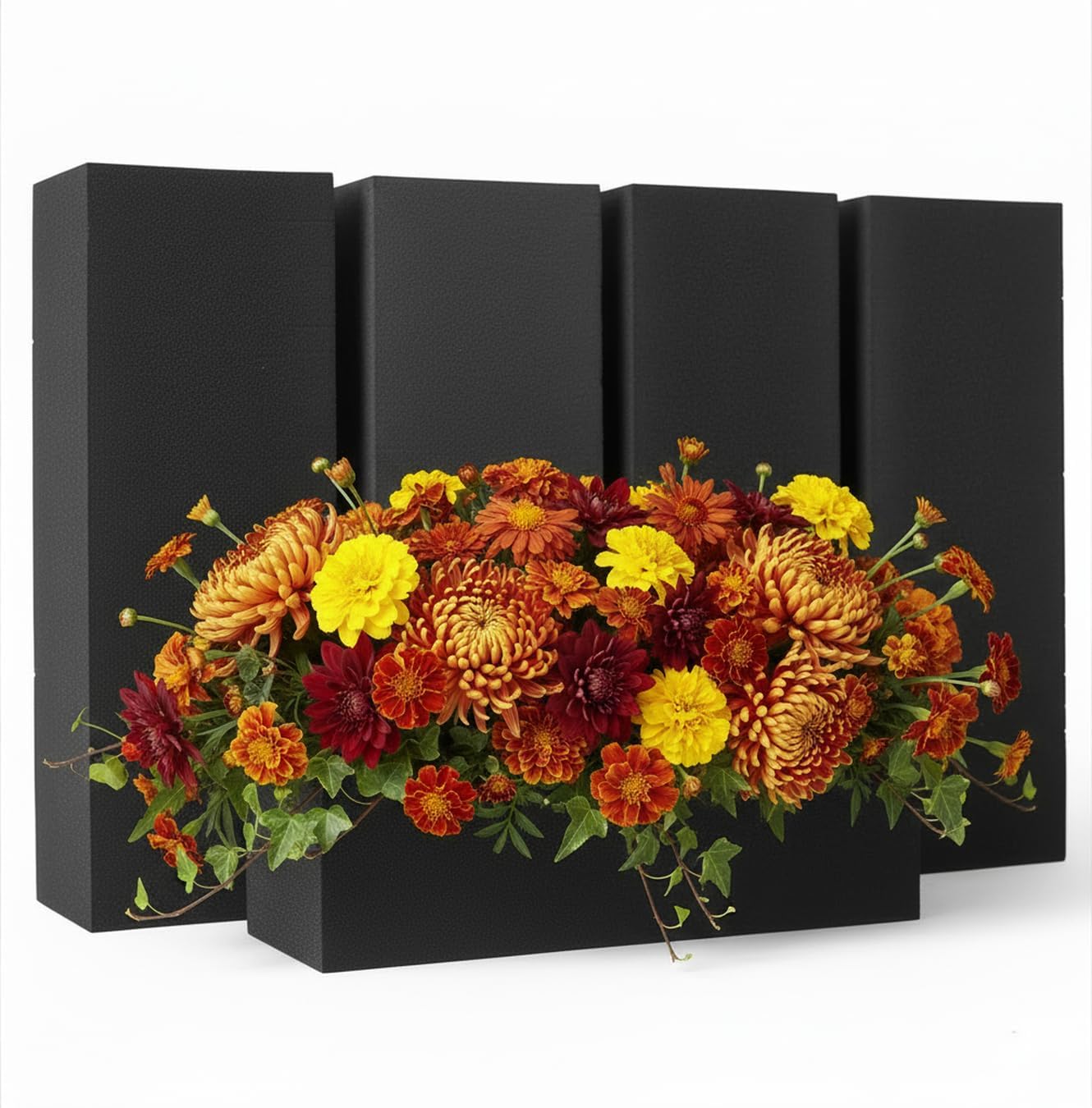 XCEL Floral Foam for Flower Arrangements Floral Foam Blocks - Reusable, Weather Resistant Craft Foam Fresh & Artificial Flower Arrangements, Styrofoam Block (Black 9" x 3" x 3" - 4 Pack)