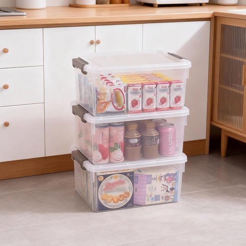 Citylife 17 QT Plastic Storage Bins - Stackable Latching Containers for Organizing Home & Garage