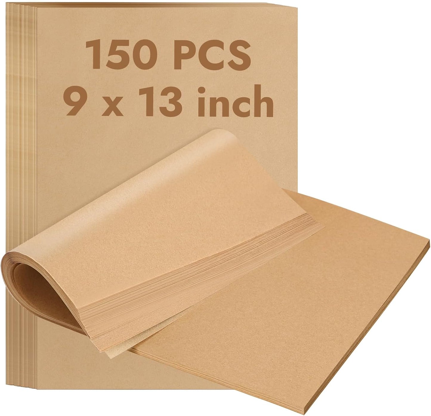 YQL Unbleached Parchment Paper Sheets - 150PCS Pre-Cut 9x13 Inch Non-Toxic Baking Liners