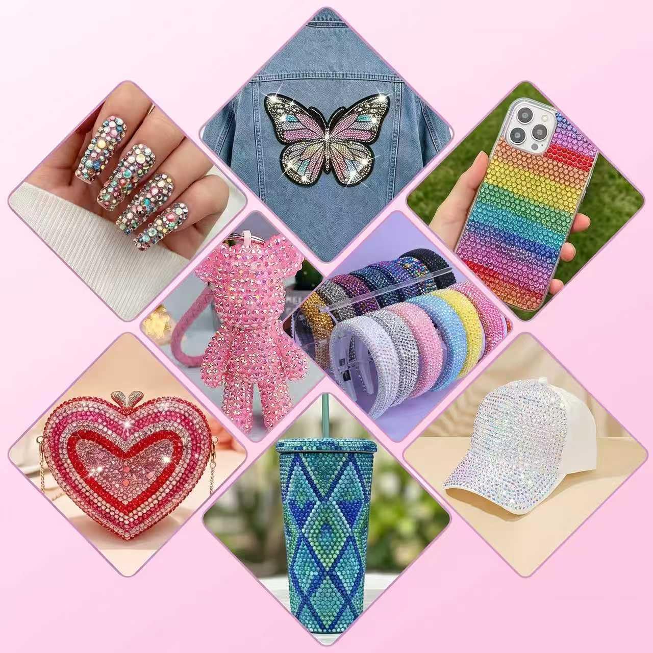 44000 Pcs Resin Jelly Rhinestones Bedazzling Kit - 48 Colors Bedazzler Kit with Rhinestones for Diamond Art - 3mm Bedazzle Kit with 3 Pcs Glue for Nail Art Crafting Makeup