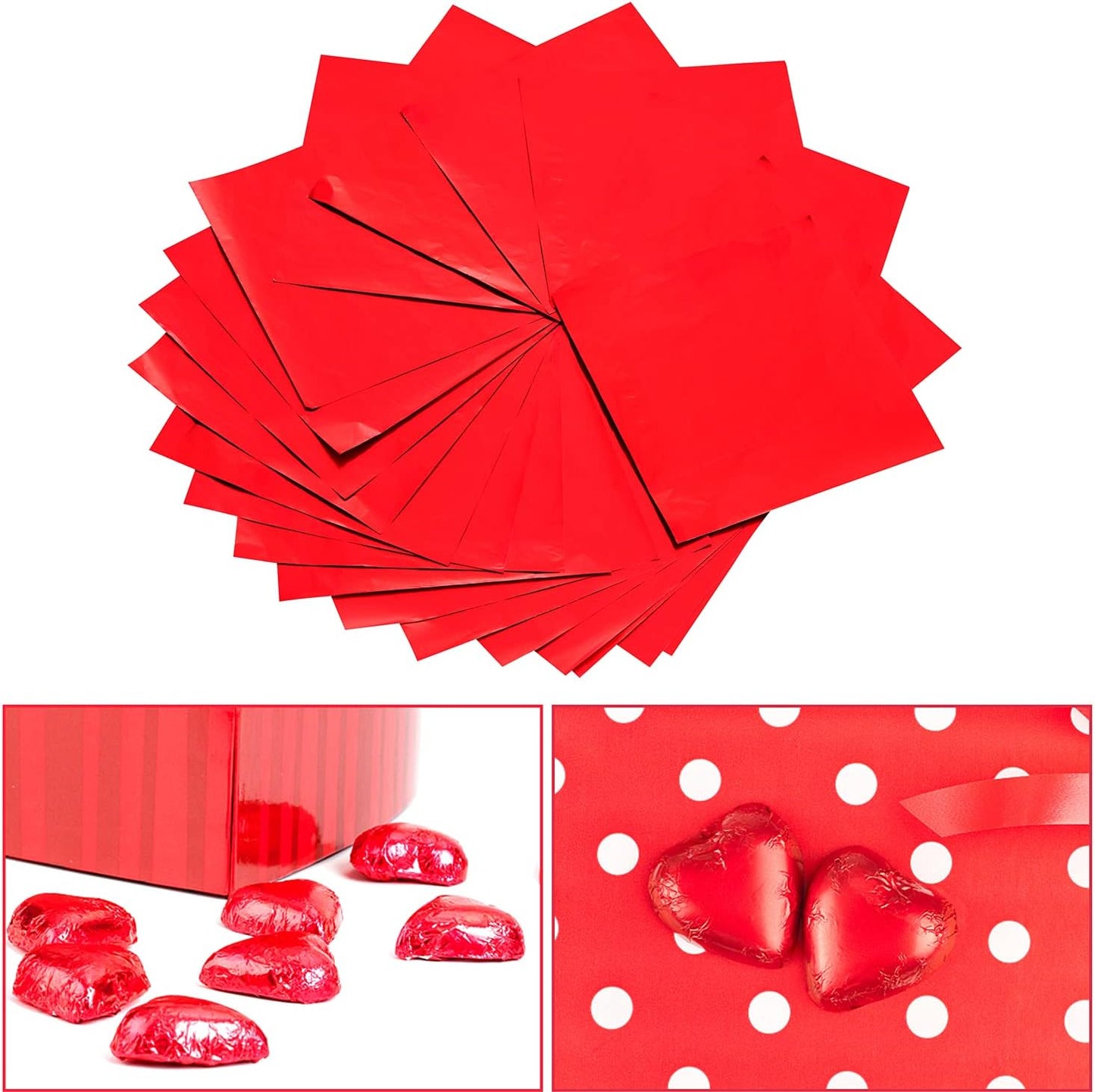 5.9 x 5.9 Inch Square Aluminium Foil Packaging Candy Wrappers, 200 Piece Sugar Wraps Paper for DIY Candies and Chocolate