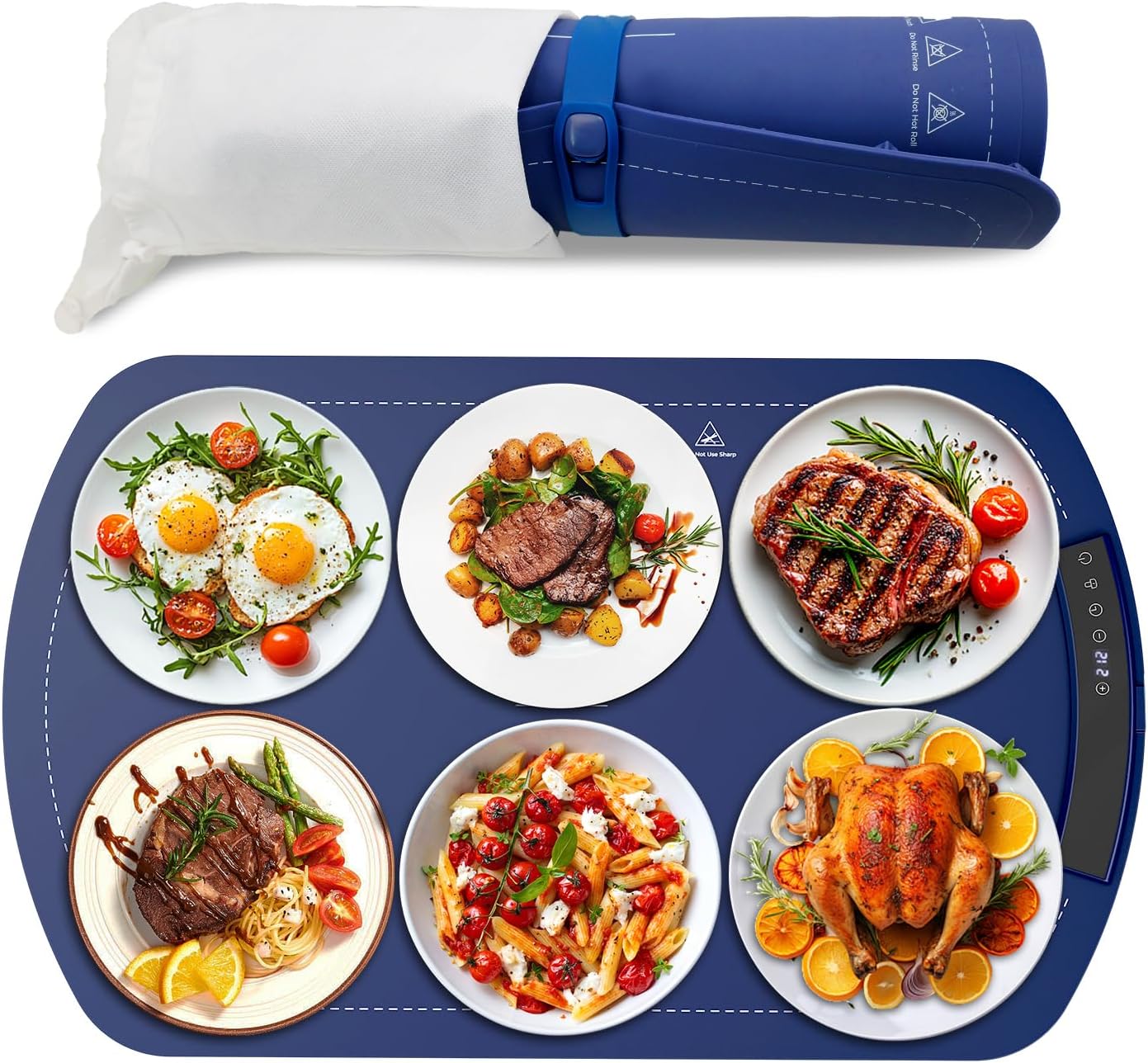 Havato 7 Settings, 5 Warming Mat for Food with Temperature Silicone Electric Warming Tray with Hour Timer, Full Surface