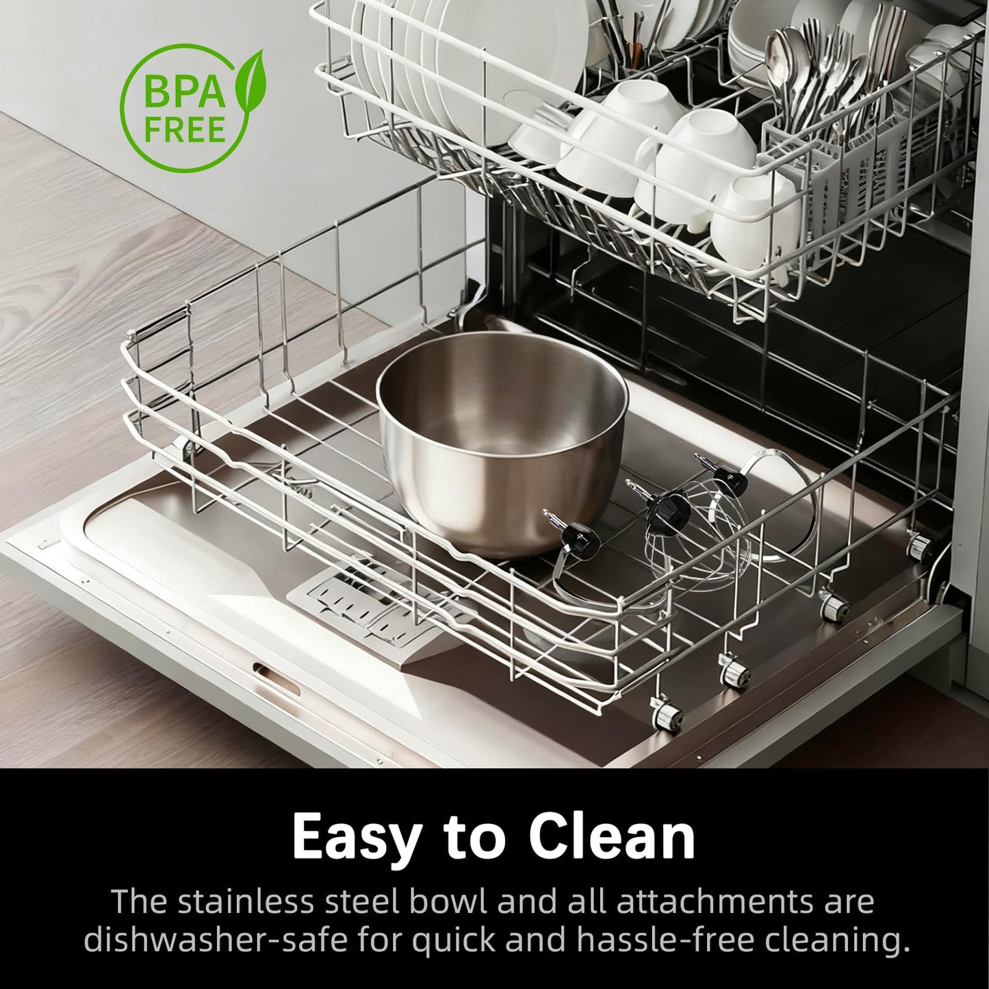 CKEMU Stand Mixer, Compact & Space-Saving, Stainless Steel Bowl, Unique & Playful Design, Effcient Motor, Dishwasher-Safe Attachments, SM-2549A (Panda)