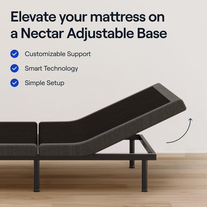 Nectar Premier Adjustable Base - Full - Head & Foot Incline - Wireless Remote with Memory- 3 Massage Settings - 4 USB Ports - Anti-Snore & Zero Gravity