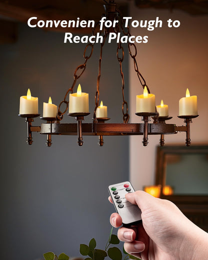 Homemory 12Pack 400+ Hour Remote Control Candles, 2/4/6/8H Timer LED Votive Candles, Battery Operated Tea Lights in Warm White for Outdoor, Table, Wedding, Christmas (Ivory, Batteries Included)