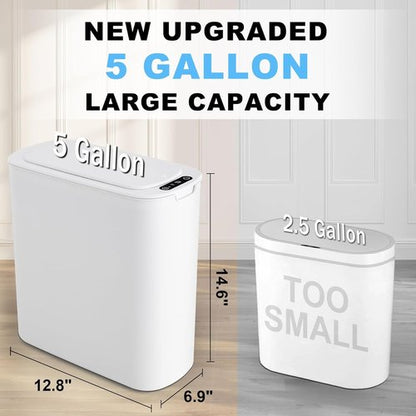 Cesun Motion Sensor Trash Can - 5 Gallon Touchless Smart Wastebasket for Bathroom & Office | White