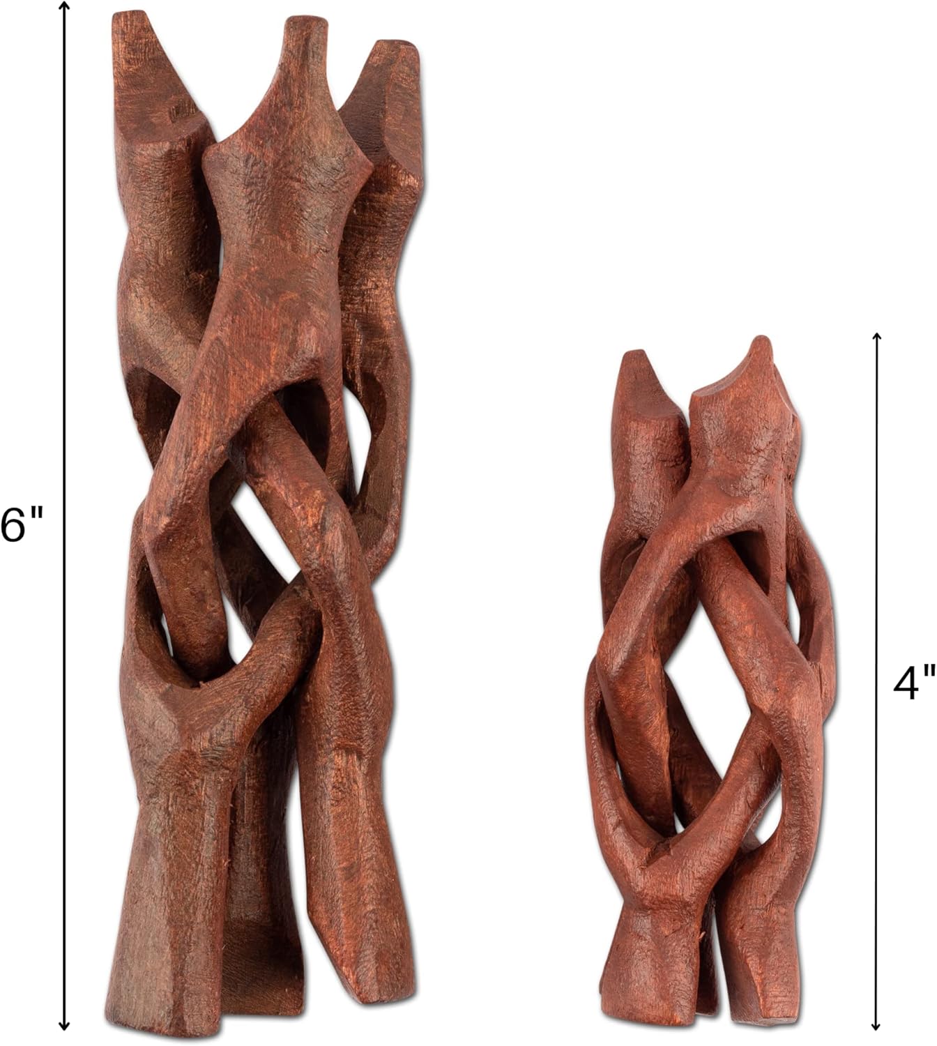 2 4" 6" Wish Well Piece Wooden Tripod Stand - & Hand-Carved Room Decor Holder ~ Ideal for Abalone Shell, Decorative