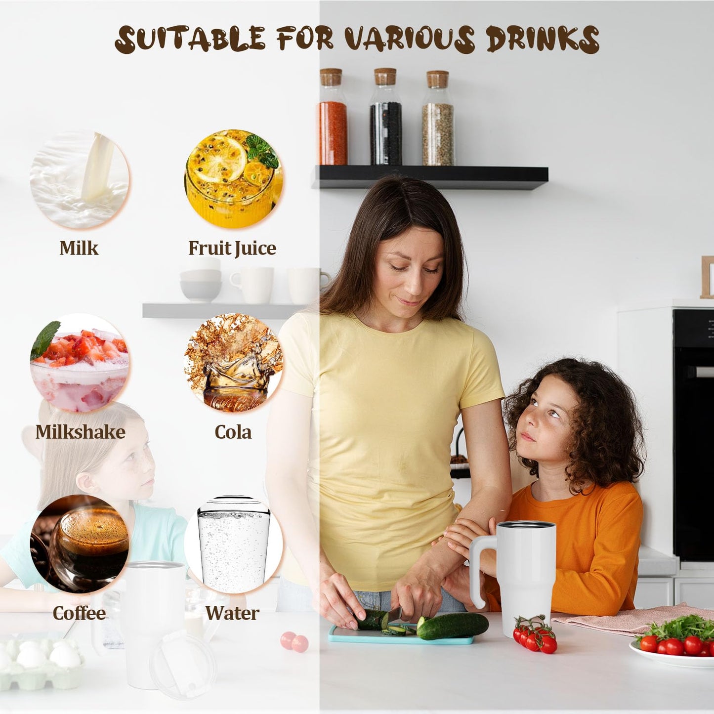 ZREGGUR 20 oz Sublimation Tumbler with Handle 12pcs, Keep Cold 24 Hours Stainless Steel Tumbler with Lid and Straw &Brush Double Wall Vacuum Reusable Sports Water Bottle with Handle Travel Coffee Mug