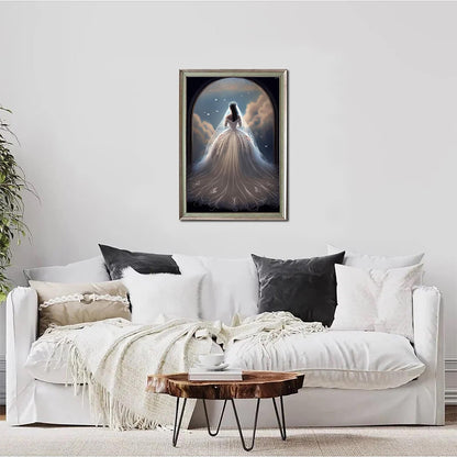 QAZWSX Diamond Painting, White Wedding Dress Bridal Diamond Painting kit, DIY Full Diamond Crystal Handmade Crafts, Room Decoration Modern Home or Wedding Gift Decoration 12x16 inches