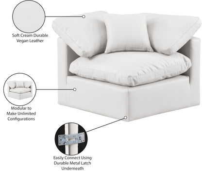 Meridian Furniture Indulge Vegan Leather Corner Chair in Cream