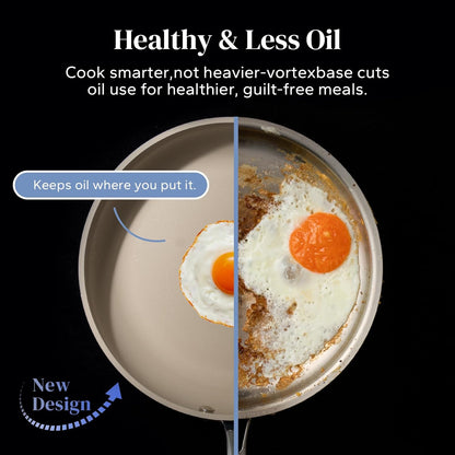 Redchef Nonstick Ceramic Frying Pan - Stay Cool Handle, PFOA & PFAS Free, 8" Beige Skillet