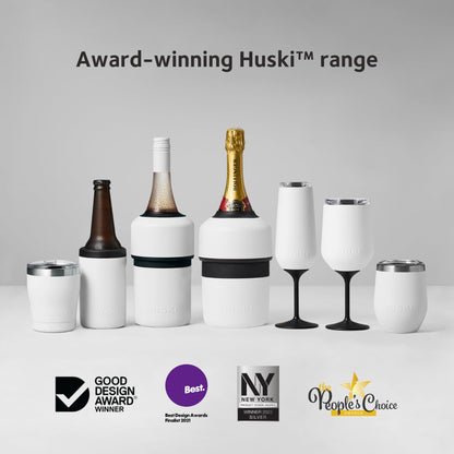 Huski Wine Tumbler 2.0 | NEW | Award-winning Design with Detachable Stem | Premium Stainless Steel Wine Glass with Lid | Triple Insulated Tumbler | 12oz Capacity | Great Gift (Brushed Stainless)
