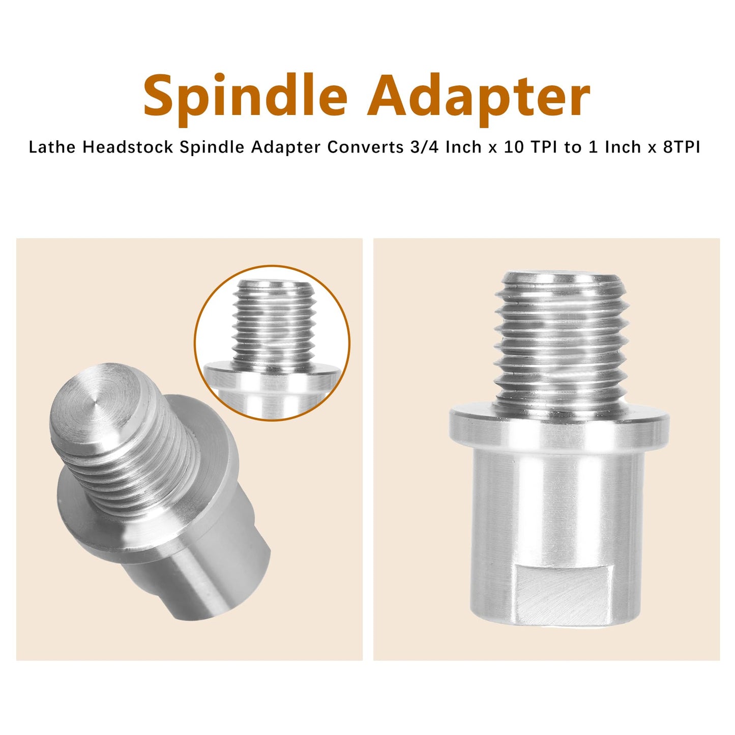 kimllier Wood Lathe Chuck Spindle Adapter, Lathe Headstock Spindle Adapter Converts 3/4 Inch x 10 TPI to 1 Inch x 8TPI for Woodworking Lathe