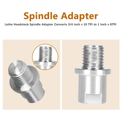 kimllier Wood Lathe Chuck Spindle Adapter, Lathe Headstock Spindle Adapter Converts 3/4 Inch x 10 TPI to 1 Inch x 8TPI for Woodworking Lathe