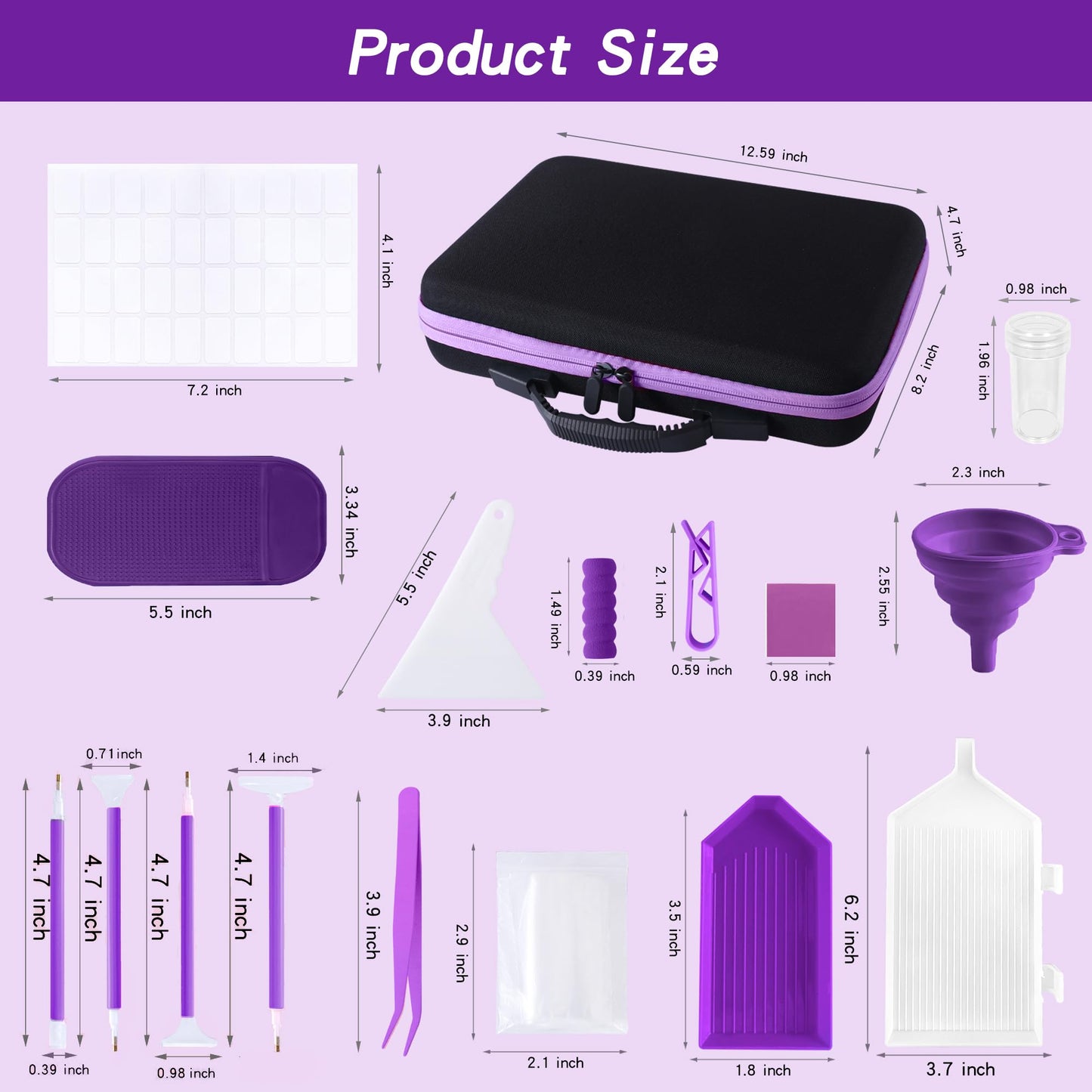 LYMUSUMI Diamond Art Storage Containers 120 Slots Diamond Painting Accessories and Tools Portable Bead Organizer Boxes for Adults（Purple）
