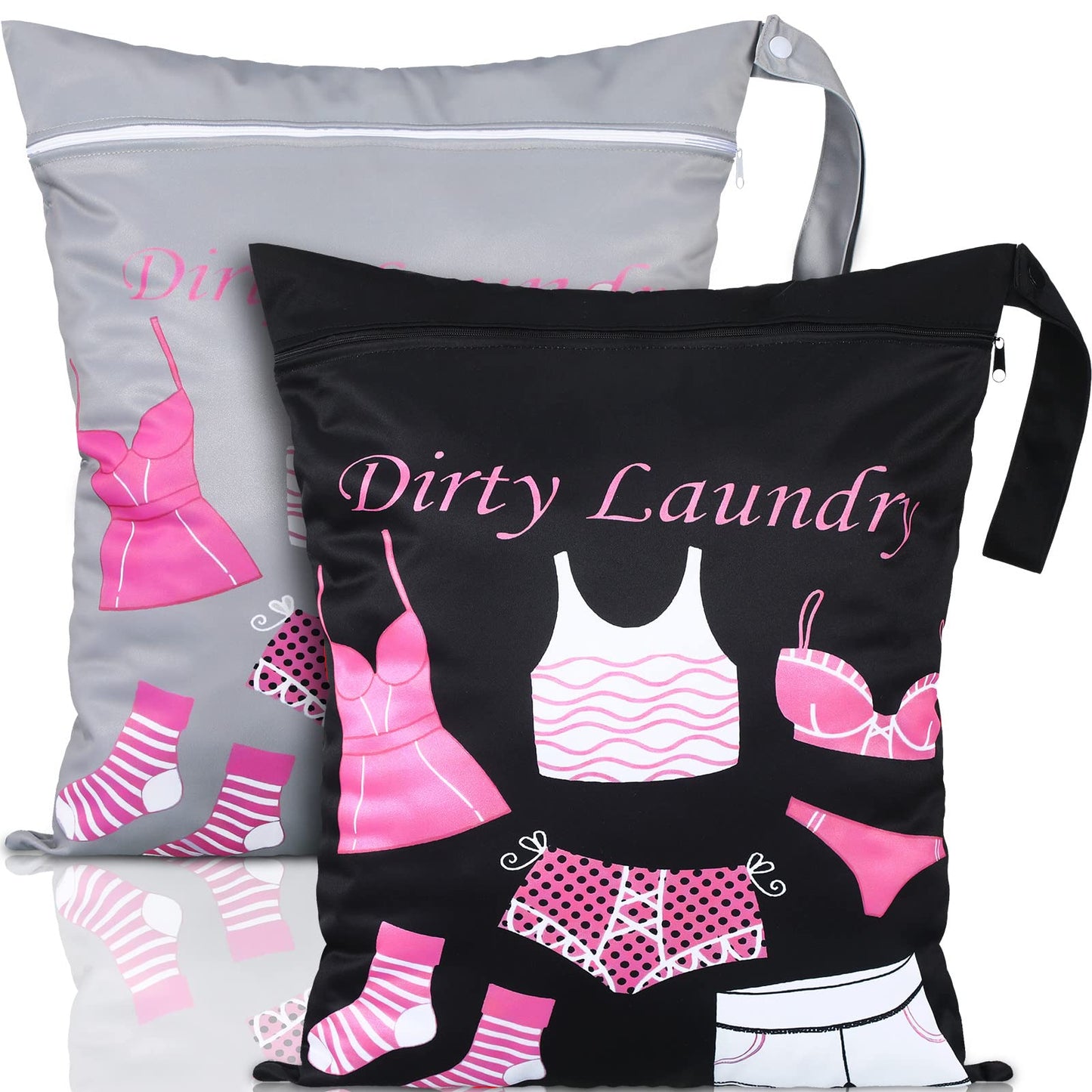 Shappy 2 Pcs Large Travel Laundry Bag Washable Waterproof Wet Dry Large Dirty Clothes Bag Bathing Workout(Dress Style)