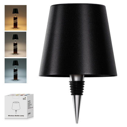SOUDFK Wireless Bottle Lamp, 2025 New 3 Color Rechargeable Wine Bottle Lights for Bars Restaurants (Black, 1PC)