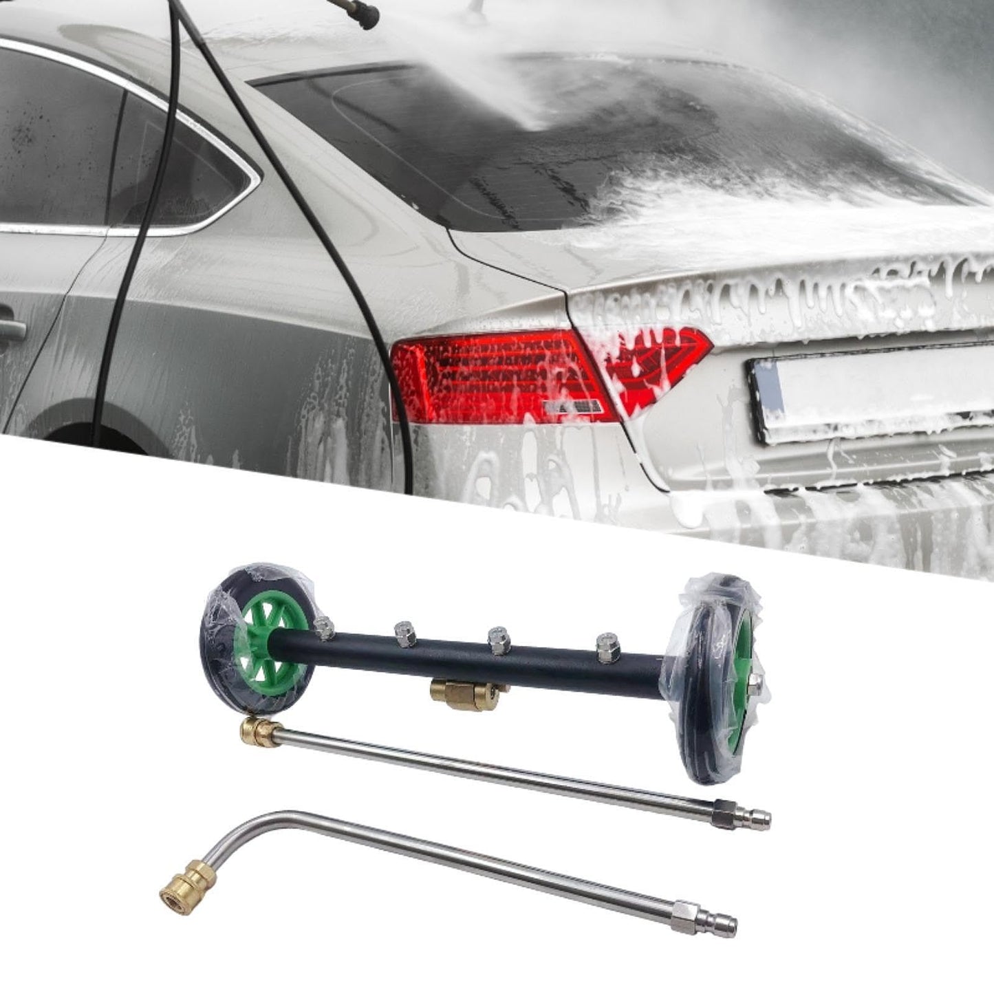 Undercarriage Cleaner Underbody Car Wash Water Broom High Reliability Surface Cleaner Attachment Pressure Washer for Sidewalk, with 2 Poles