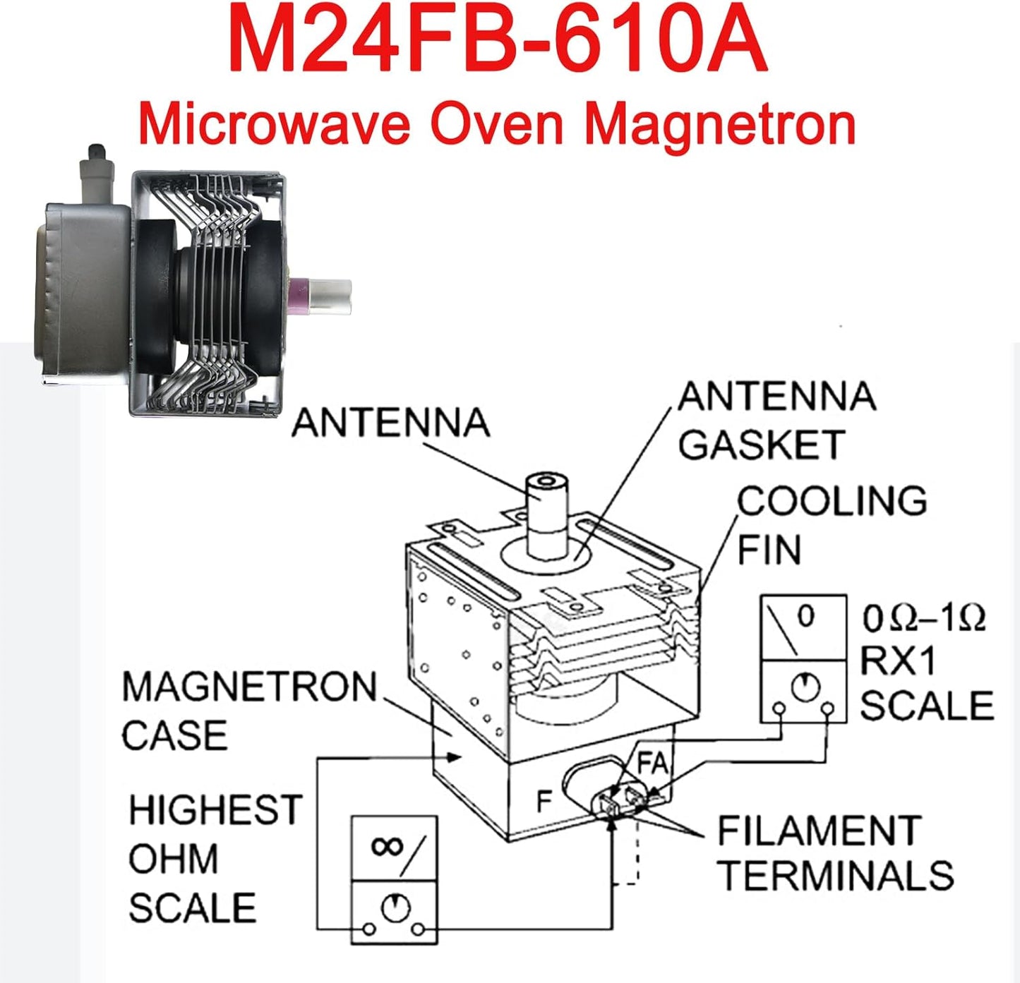 M24FB-610A Microwave Magnetron Compatible for GE WB27X11126 and Galanz Microwave