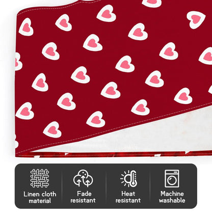 Valentine's Day Table Runner Linen Red Love Heart Table Runner Love Cloth Dresser Scarves for Valentines Holiday Home Kitchen Dining Style Table Decoration (13*72 Inch)