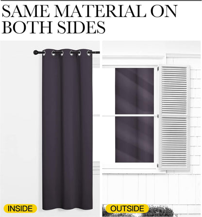 NICETOWN Greyish Purple Blackout Curtains - Thermal Insulated Drapes for Living Room | 78" Length, 2 Panels