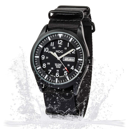 Infantry Men's Wrist Watch Field Military Watches for Men Analog Black Tactical Outdoor Sport Work Wristwatch Waterproof Date Day 12/24 Hour with Army Nylon Band