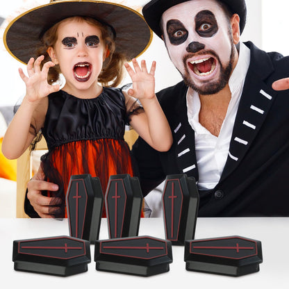 ULDIGI 10pcs Halloween Coffin Box Halloween fake coffin treat boxes with Lid Black Mini Casket for Candy Jewelry Party Favors Kids Spooky Decorations