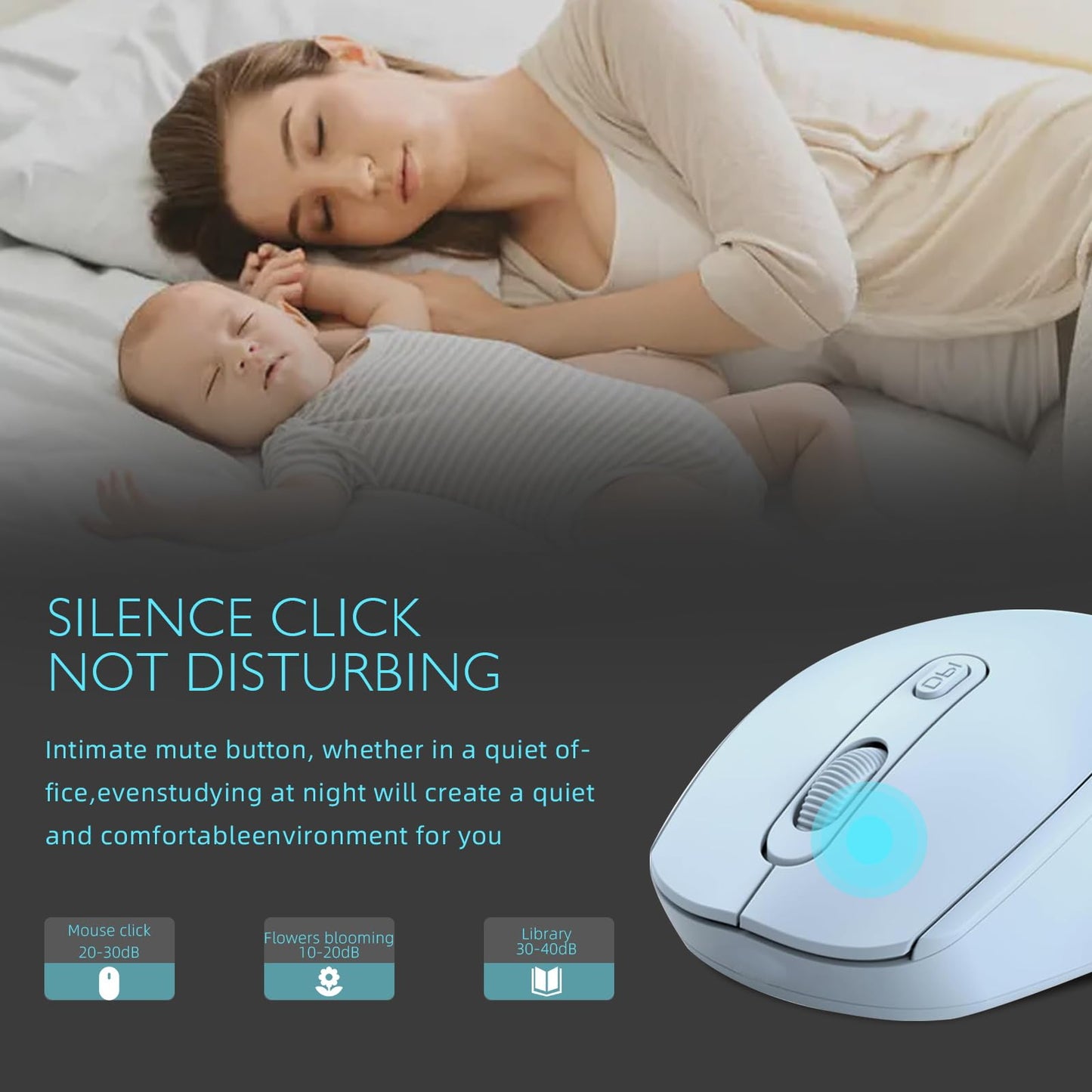 ONE-UP Wireless Mouse, 2.4G, Silent, USB Nano Receiver, for Laptop, Chromebook, PC, Mac, Windows and School Work (Black)