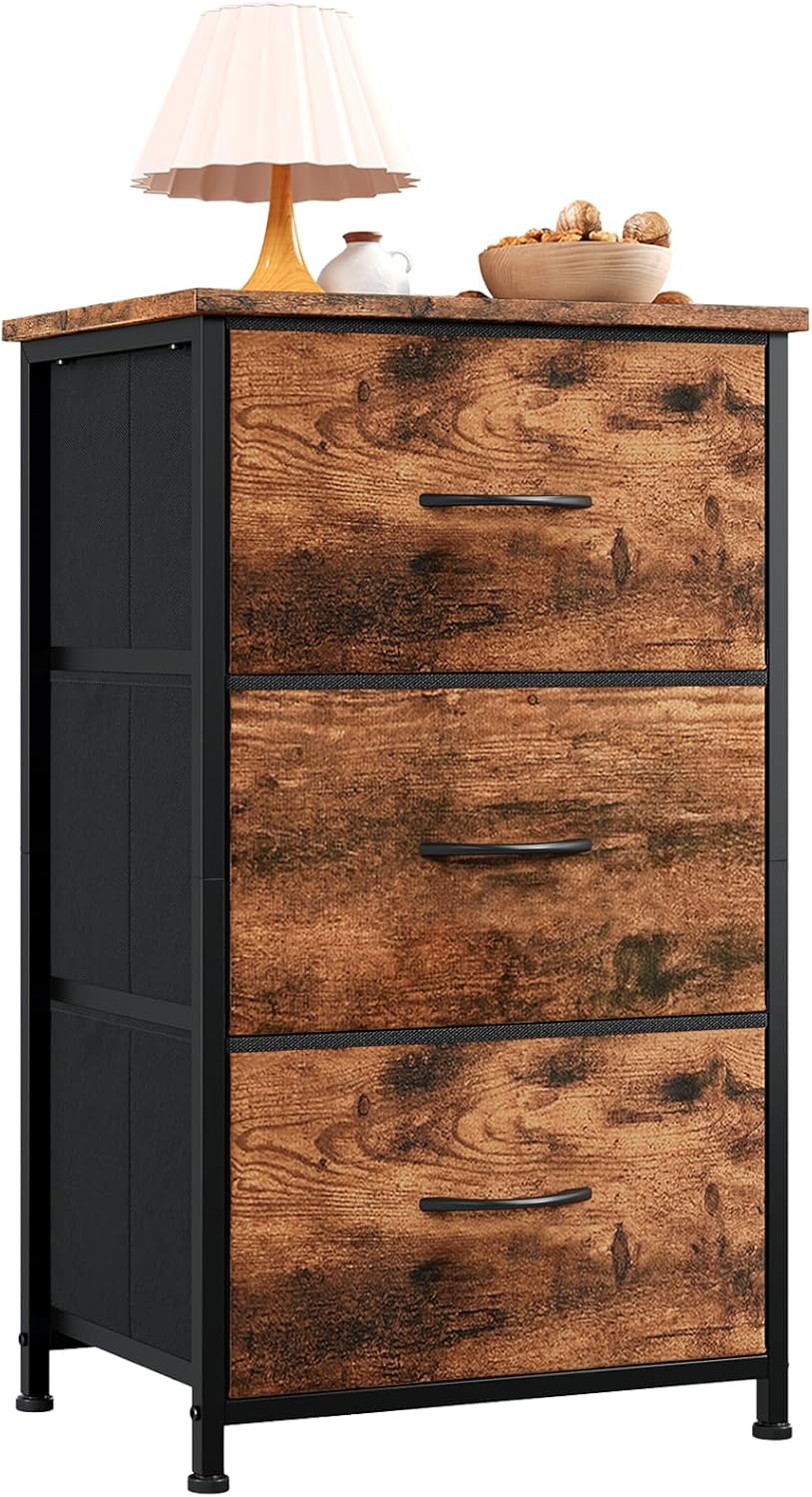 3 Closet Somdot Dresser for Bedroom with Drawers, Storage Organizer Chest of Drawers with Removable Fabric Bins