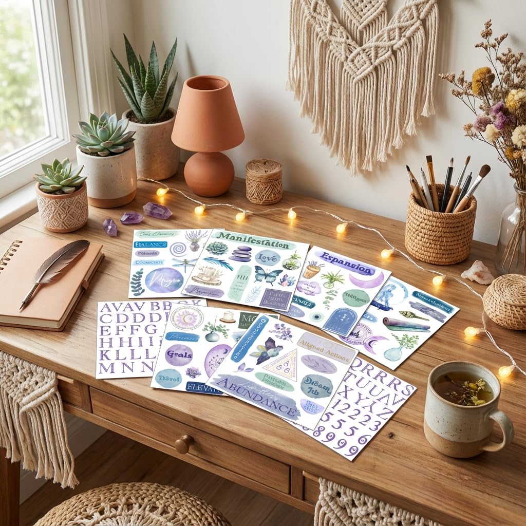 Vision Board Stickers for Manifestation - 175+ Vinyl Watercolor Decals for Manifestation to Personalize Journals, Planners, Water Bottles, and Laptops.