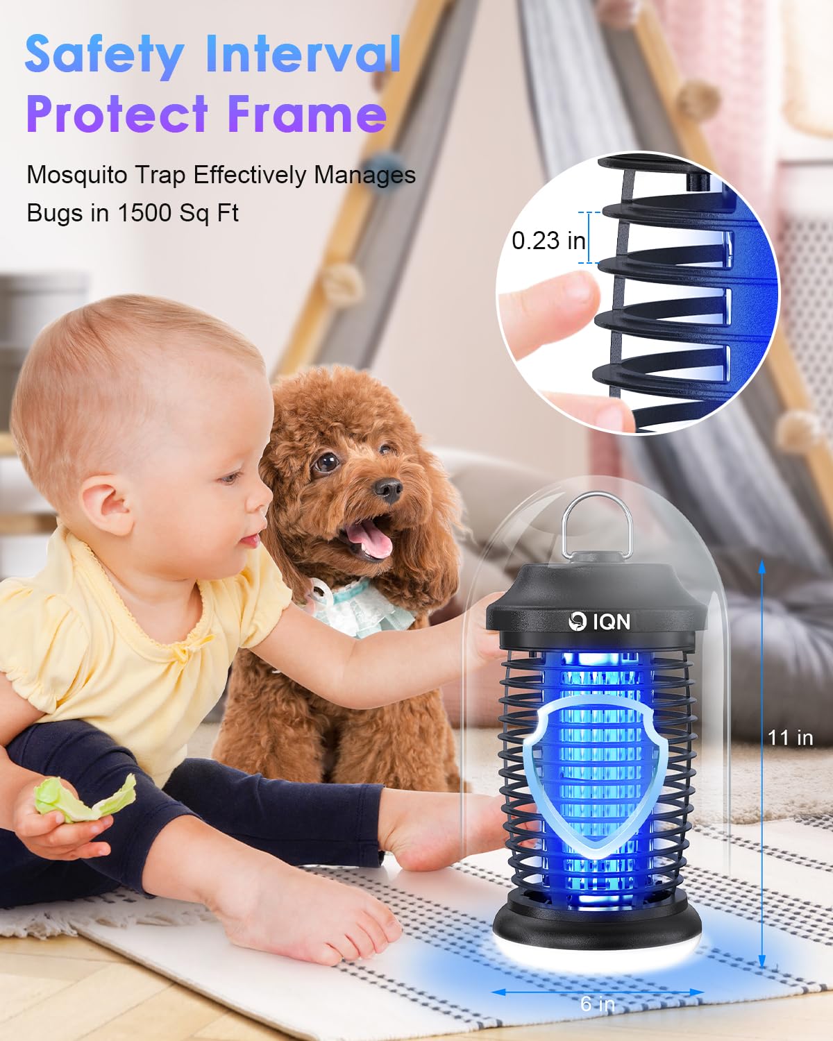 Outdoor Insect Killer, Mosquito Killer, Electric Fly Killer, Insect Killer, Mosquito Killer, Fly Trap, Indoor and Outdoor Flying Insect Killer 4200V, ABS Plastic Shell (Black)